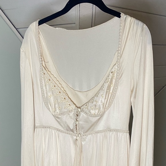 Vintage Mistee 2 Piece Lingerie Set Cream Floor Length Large - Picture 5 of 14